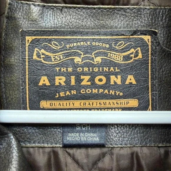 Vtg Arizona men's brown leather jacket with stripes size small - Picture 4 of 6